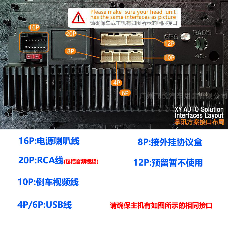 适用大众高尔夫7凌渡/迈腾b8明锐速派大屏安卓导航电源尾线协议盒