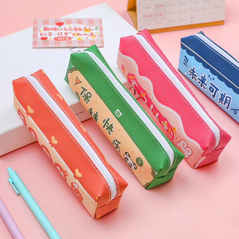 Student Cute Cartoon Pencil Case Girl Inspirational Text Stationery Case Children Gift Prizes Pencil Case Pencil Box Wholesale