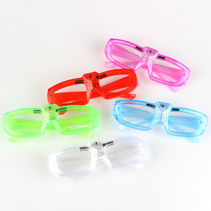 Cross-Border Hot Sale Led Luminous Glasses Christmas Party Square Cold Light Glasses Bar Nightclub Party Supplies Batch