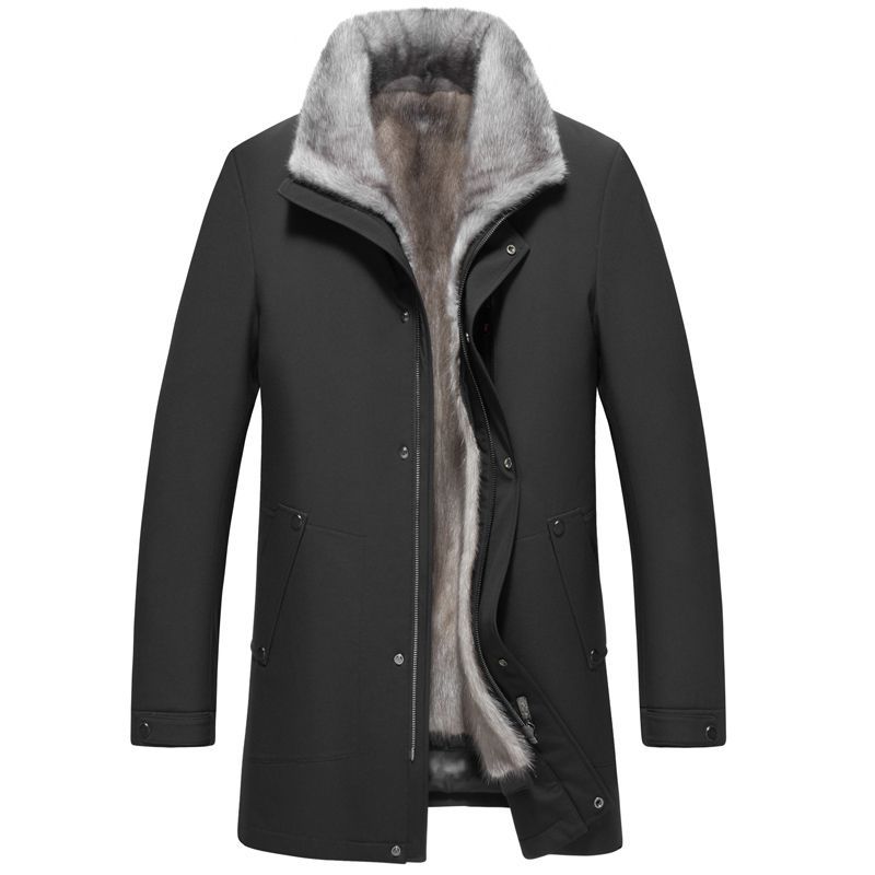 男士貂皮真皮水貂派克服银兰貂整貂内胆皮大衣冬