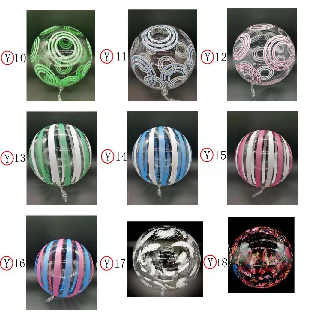 Bounce Ball Leather Wholesale Internet Celebrity Transparent Flash Wave Balloon 20-Inch Cartoon Color Printing Luminous Bounce Ball