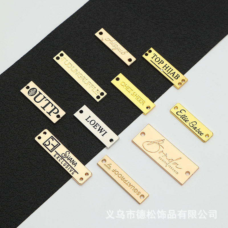 Hardware Rectangular Shaped Hole Sign Muslim Scarf Scarf Metal Tag Coat Stitching Signboard