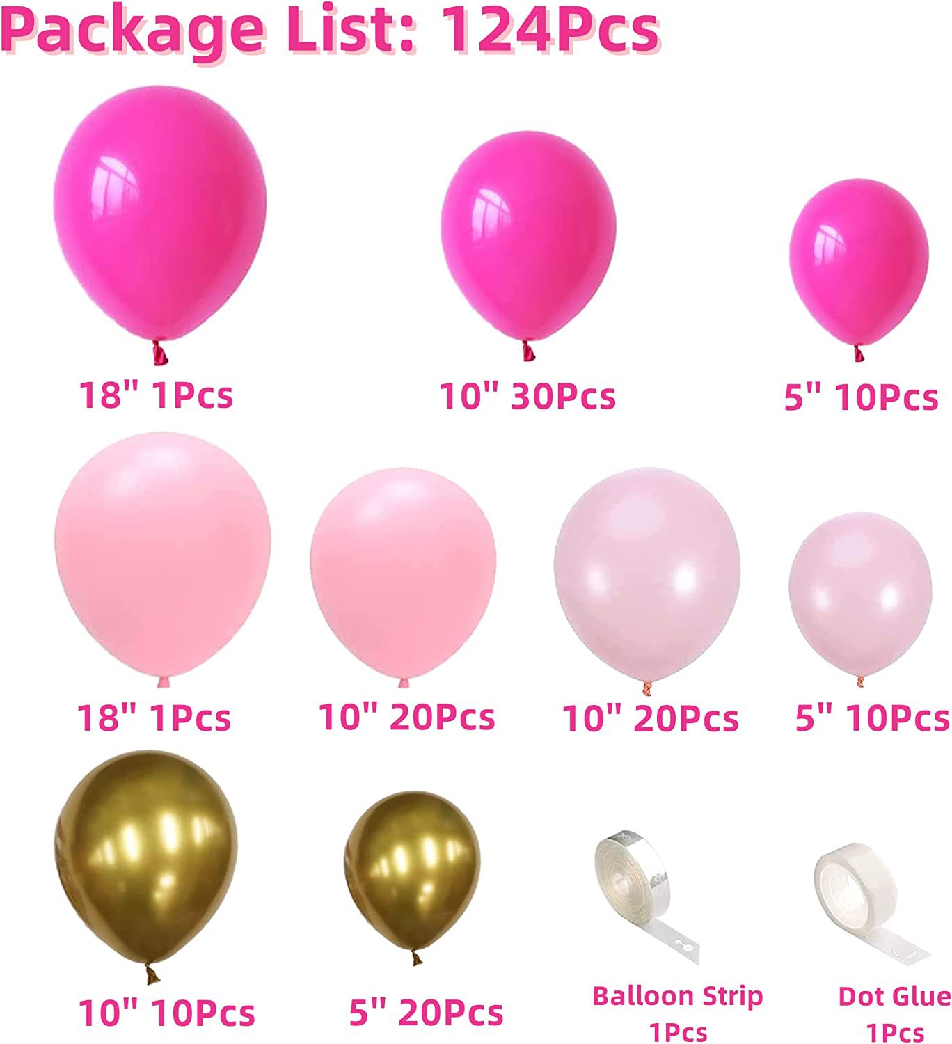 Rose Gold Red Balloon Garland Arch Chain Set Birthday Wedding Party Layout Opening Background Decoration