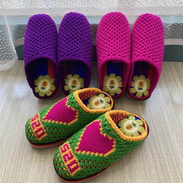 手工毛线拖鞋居家婚嫁拖鞋成品拖鞋居家成品拖鞋