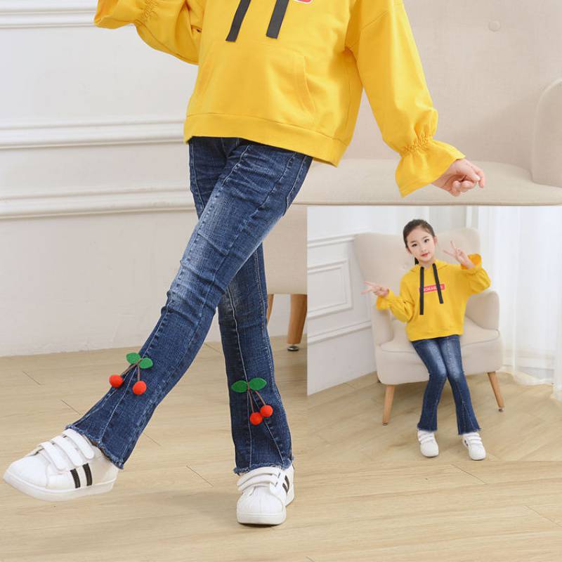 女童裤子新款女童牛仔裤2021春秋款中小童单裤外穿儿童裤子小孩显