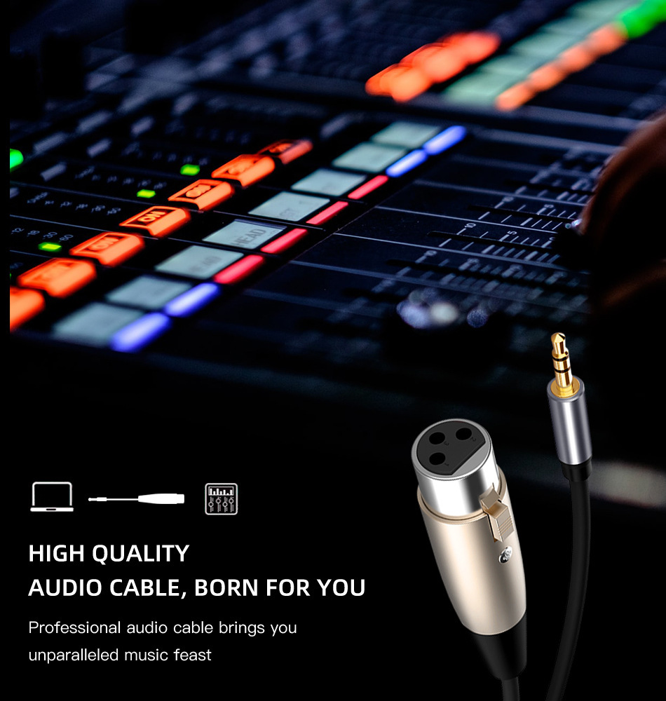 5音频线缆xlr头 3.5mm母音频线 3.5母转卡侬延长线