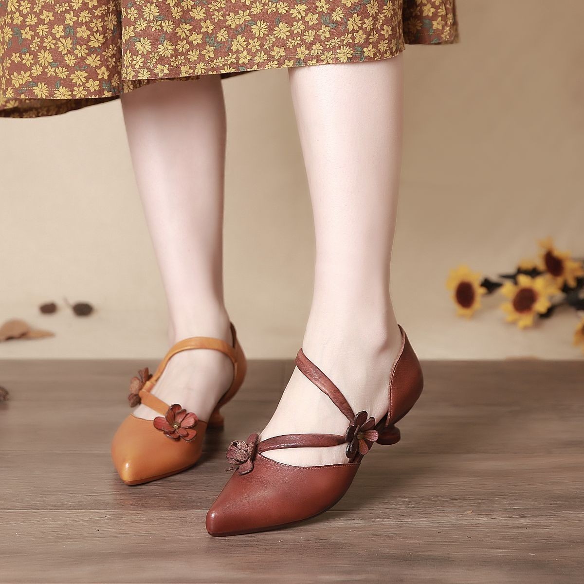 2024春夏新款复古民族风女鞋软底软面真皮休闲鞋浅口低帮现货一件