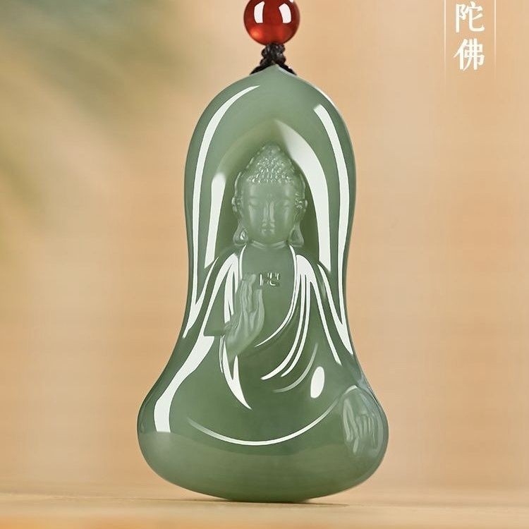 和田玉南无阿弥陀佛吊坠本命佛十二生肖狗属猪挂件玉佩玉佛项链