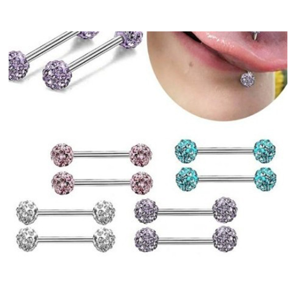 跨境电商欧美耳骨钉鼻钉不锈钢捷克钻舌钉舌环乳钉人体穿刺饰品