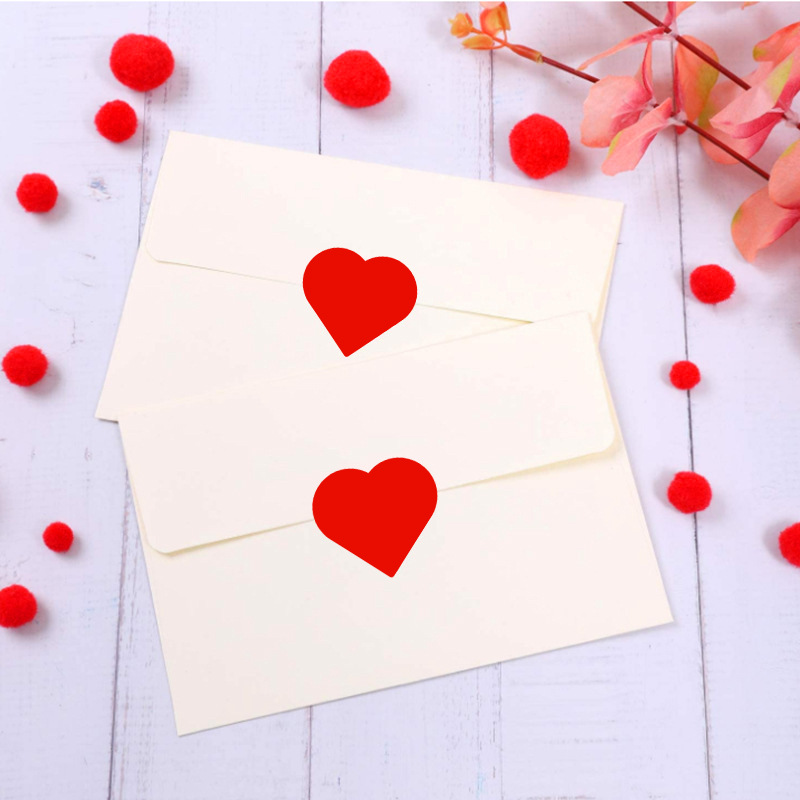 批发跨境亚马逊36色1英寸彩色爱心贴礼节日礼物装饰不干胶标签