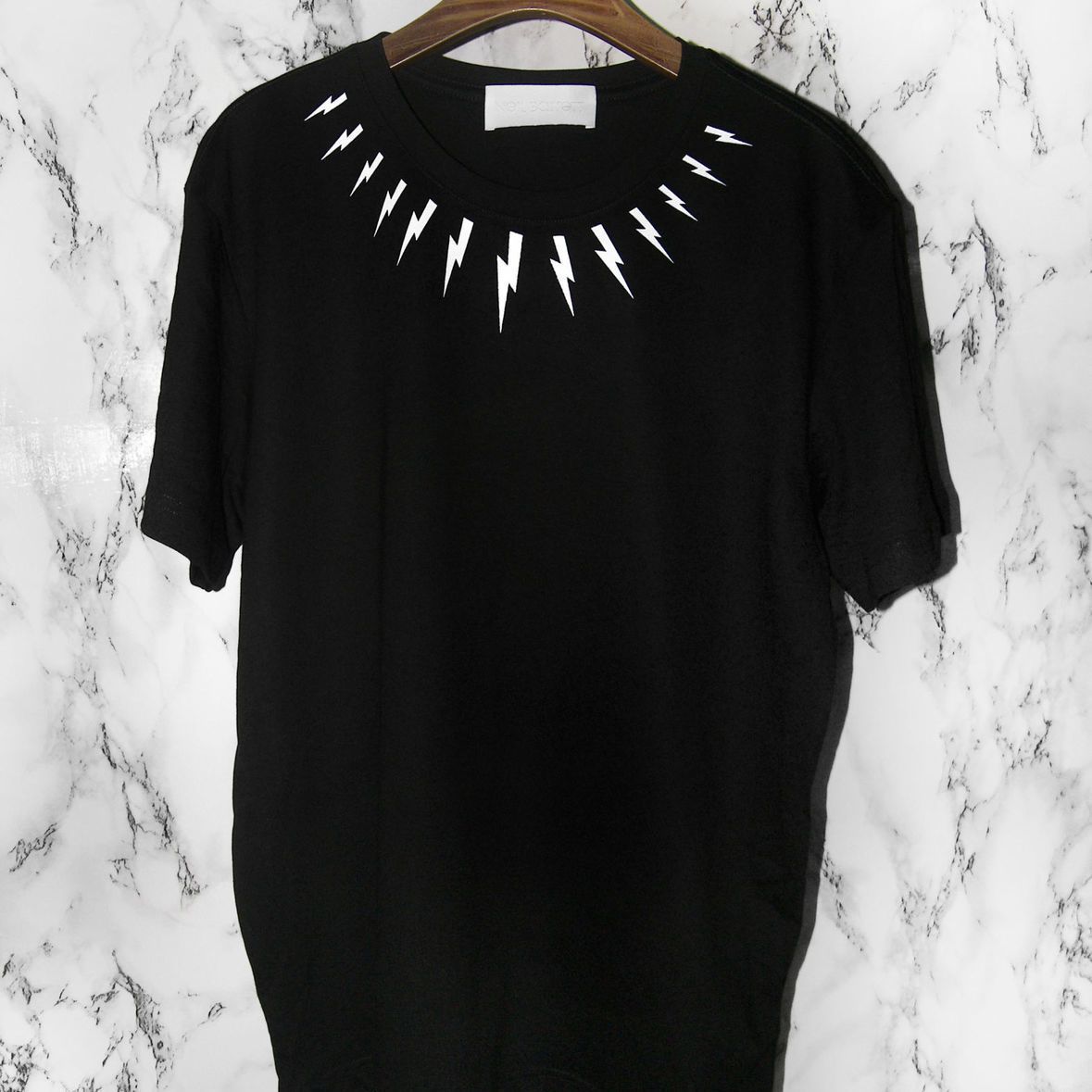 neil barrett项链闪电黑白潮牌男女情侣款圆领短袖t恤宽松加大码