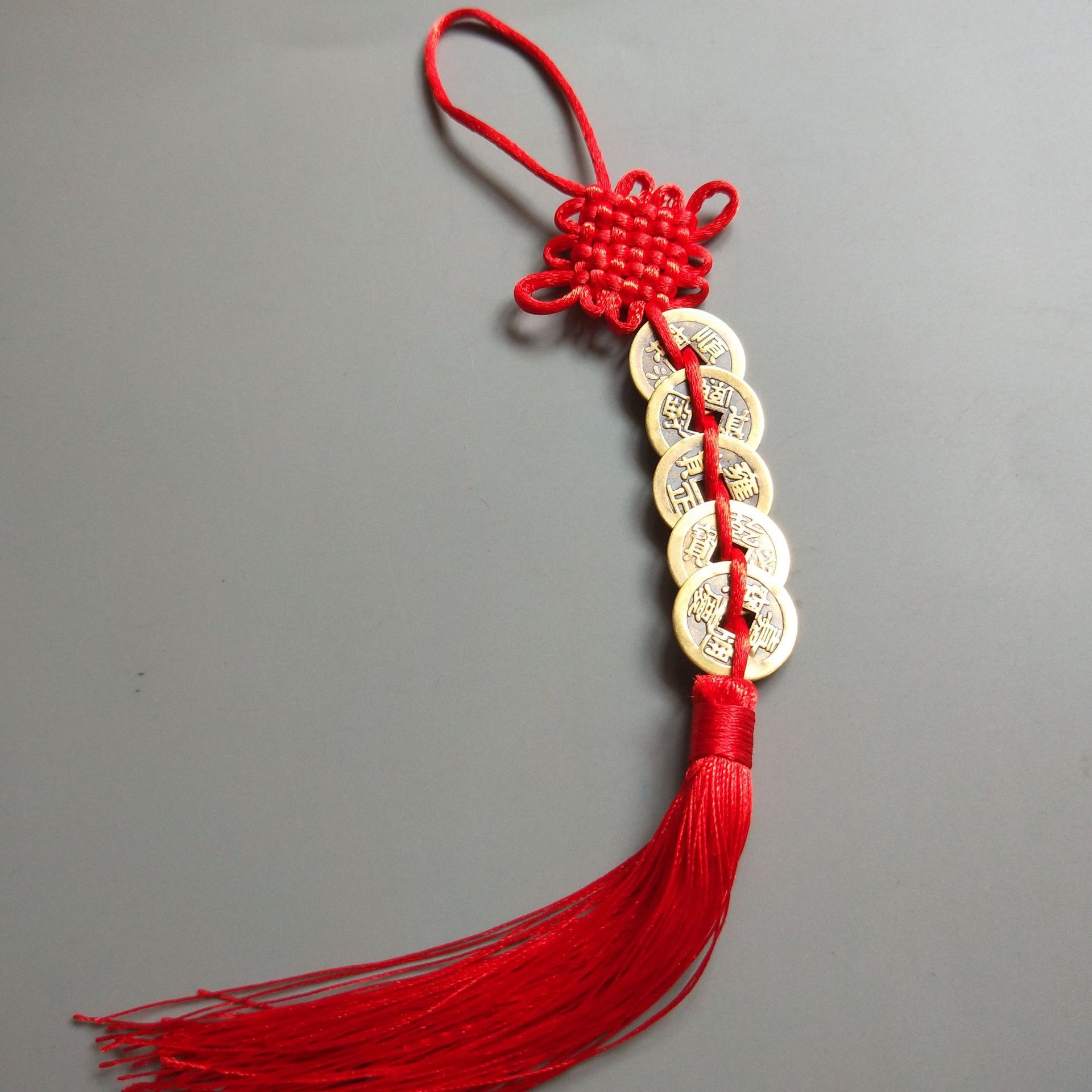 铜钱五帝钱挂件吉祥结挂饰 古币中国结门窗汽车挂件批发