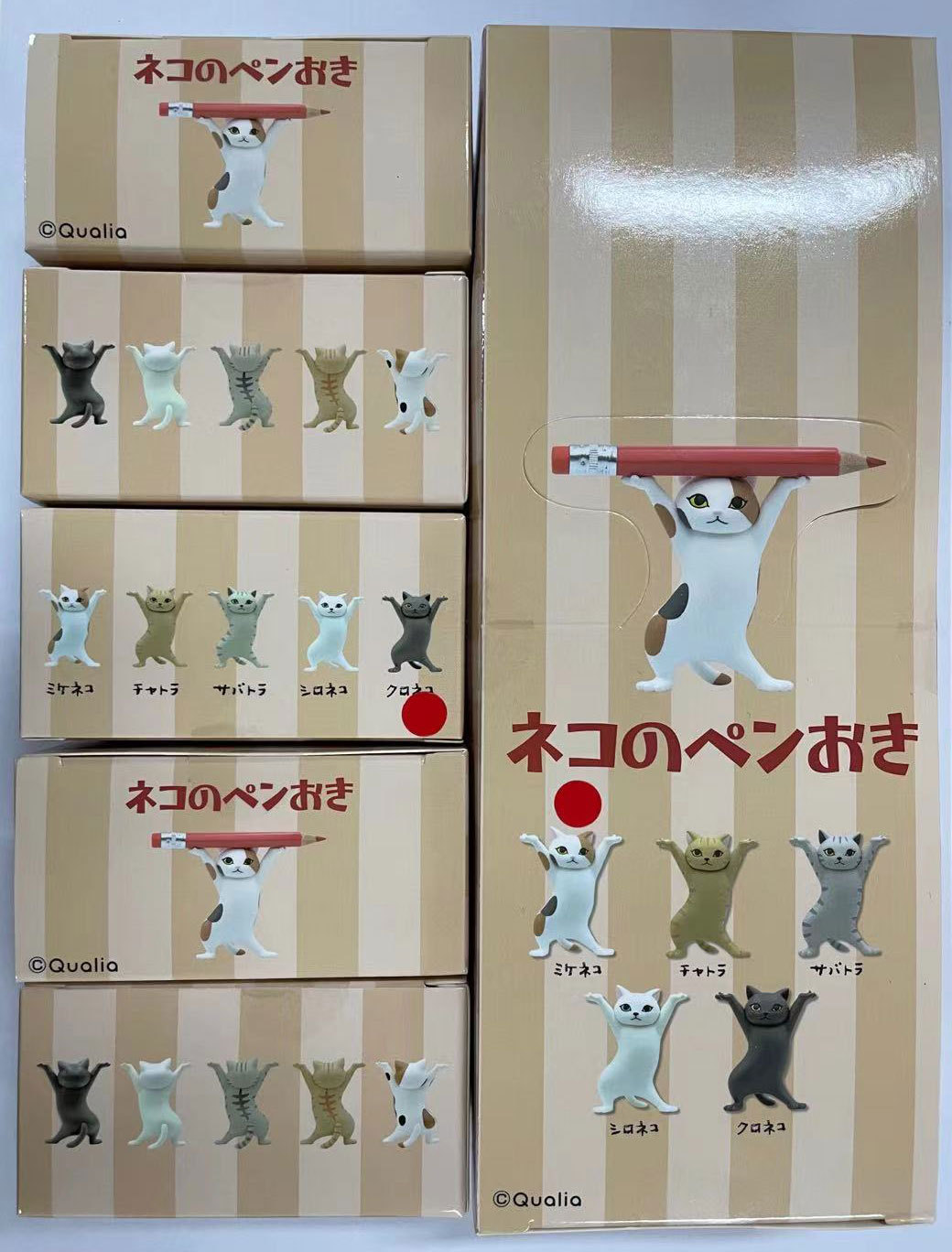 日本原装qualia联名妖娆风骚猫咪笔架 黑猫抬棺 支架可爱摆件手办