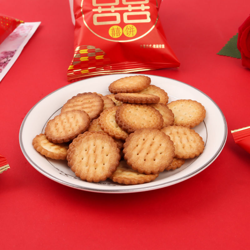 千禧园双喜饼喜字小圆饼曲奇饼干结婚喜糖喜饼散装高端批发婚庆装