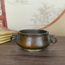 仿古宣德炉三足象耳香炉复古家居合金工艺品香炉摆件