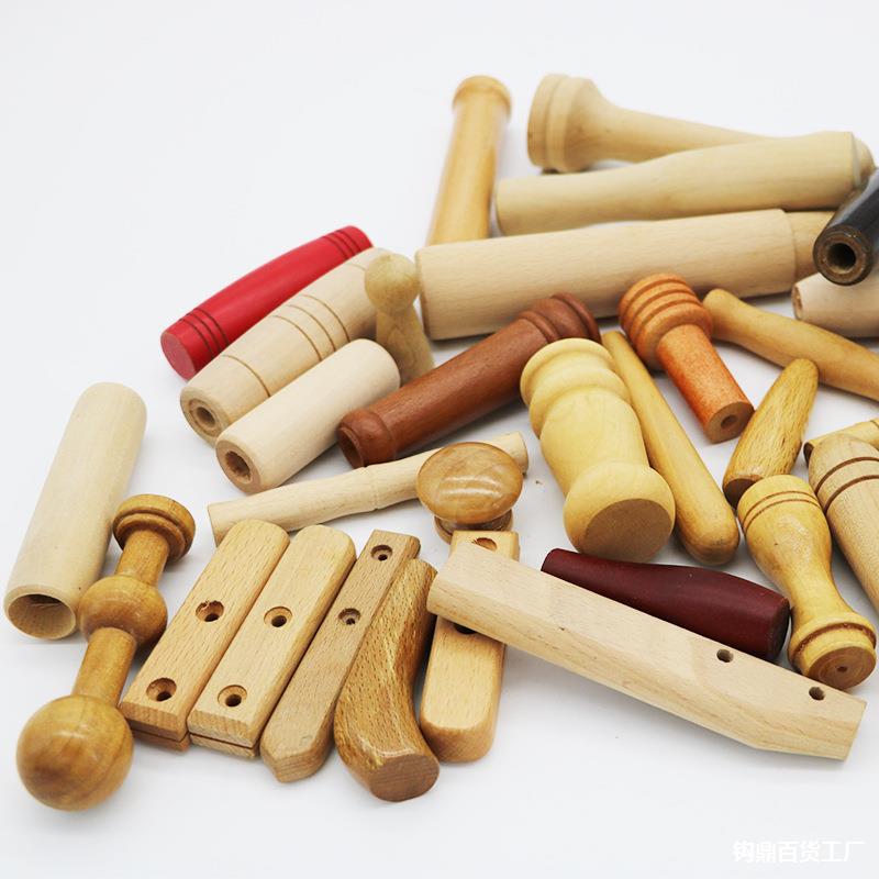 批发五金配件榉木实木手柄 榫位通孔跳绳雨伞木柄木手把木制手柄