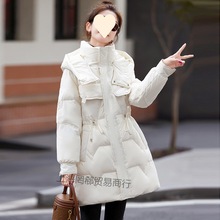 中长款羽绒服女2023冬季新款高贵时尚连帽收腰显瘦白鸭绒外套