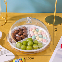 水果试吃盘分格带盖食品展示盘透明亚克力塑料水果盘防尘罩品尝盒