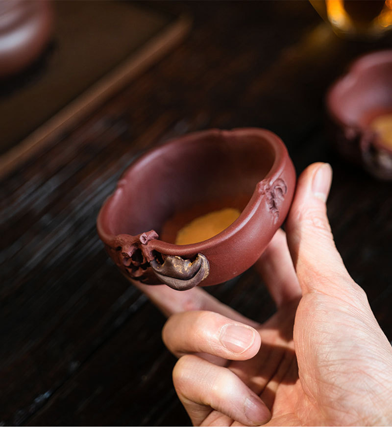 手工宜兴紫砂仿生柿子主人杯品茗杯事事如意功夫茶具茶碗茶杯单个
