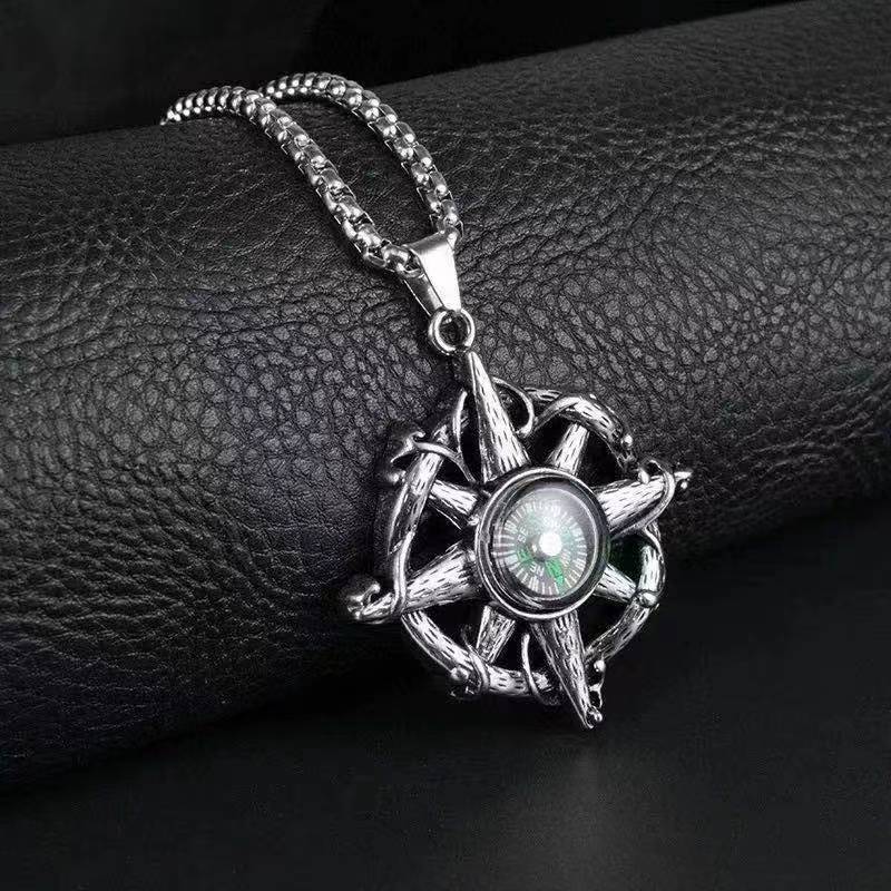 Cross-Border European and American Style Hip Hop Fashion Compass Men's Necklace Fashion Personality All-Match Punk Long Sweater Chain