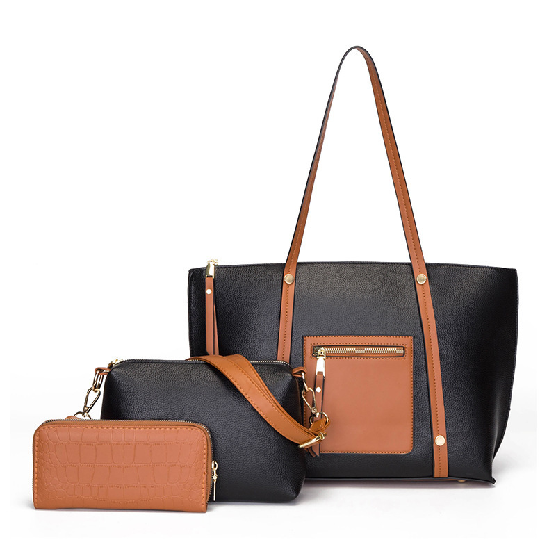 Retro Shoulder Handbag Three-Piece Set Large-Capacity Crossbody Bag Tote Bag Fashion Women's Bag