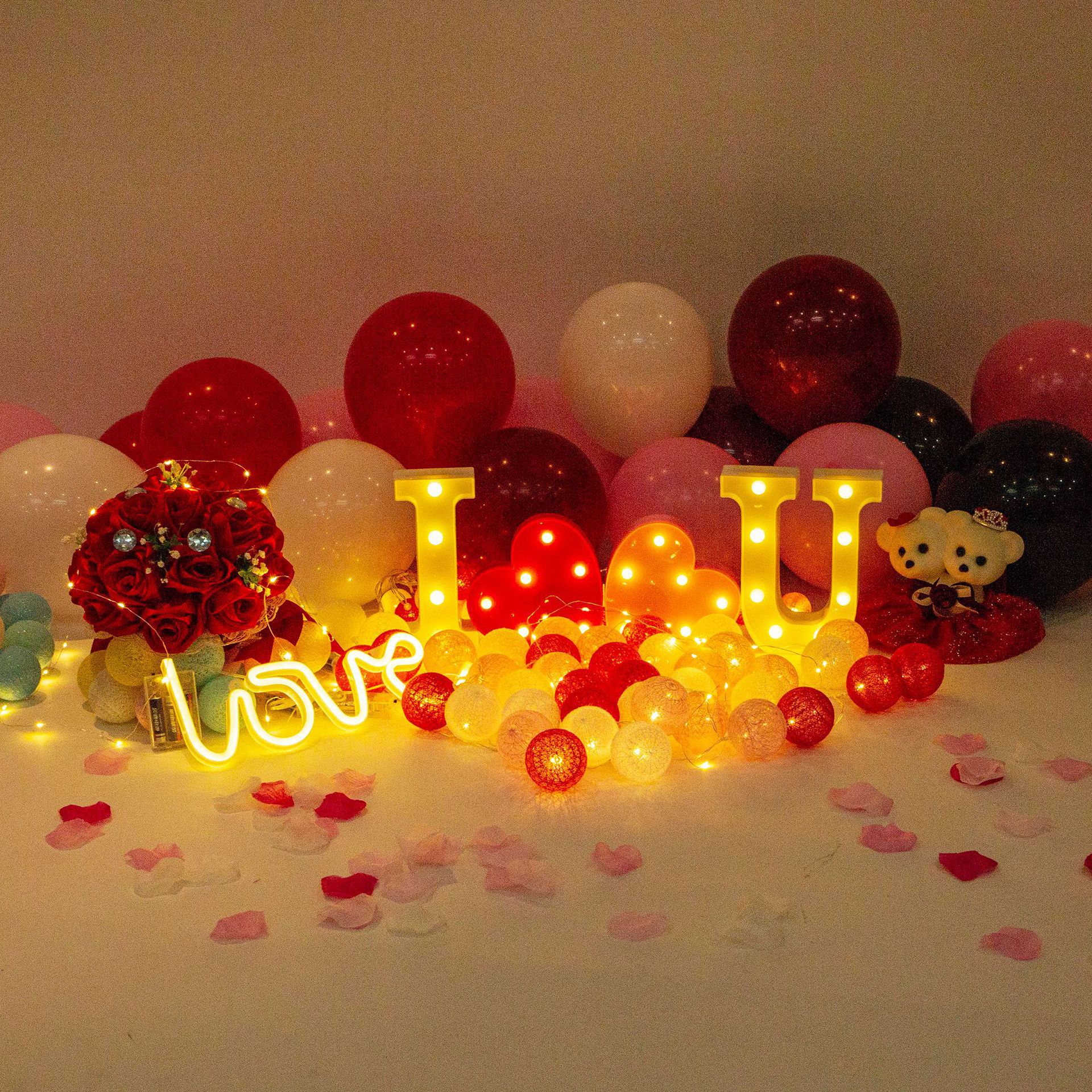 生日快乐灯摆件派对布置装饰用品求婚汉字母数字灯创意表白造型灯