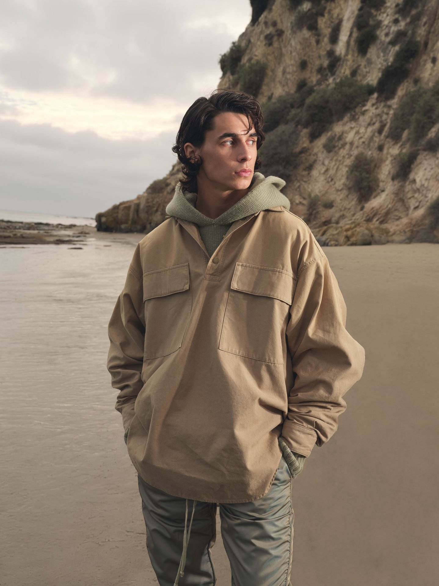 fear of god fog第七季宽松高街帆布军工装jerry同款衬衫排扣外套