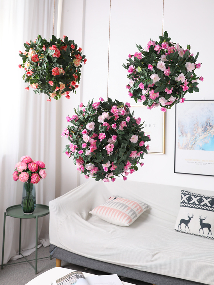 仿真蔷薇花藤吊兰花球绣球花假花藤条吊篮花阳台客厅挂件吊顶装饰