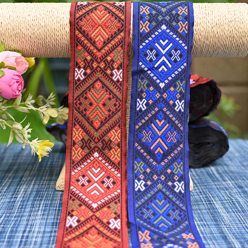 alj6广西壮族壮锦纹样文化图案元素花边织带 diy民族服饰配饰面料