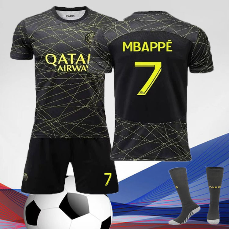 2223款巴黎球衣30号梅西10号内马尔7号第三客成人套装童装足球服