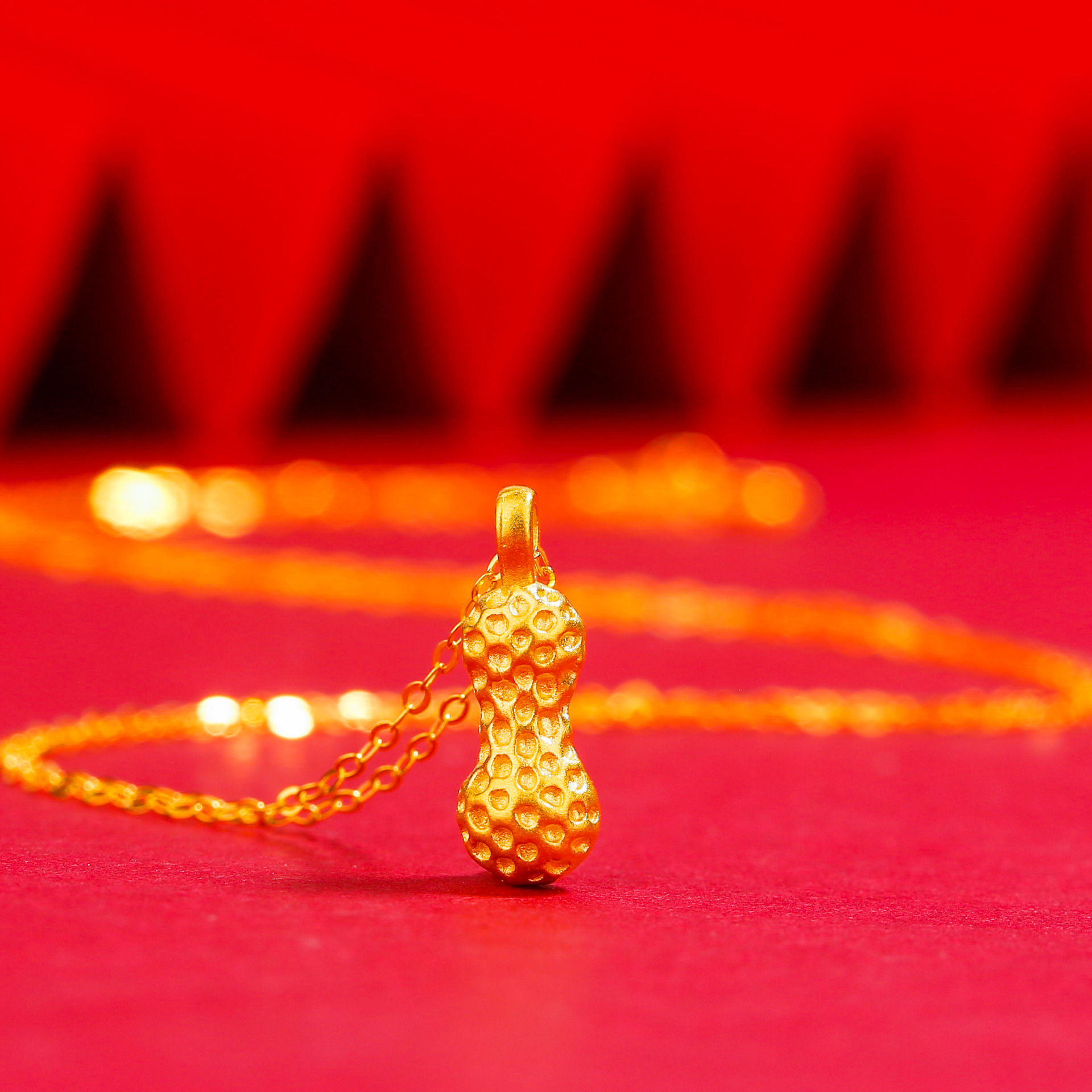 足金9993d硬金好事花生项链 24k黄金花生吊坠diy配件好事连连挂坠