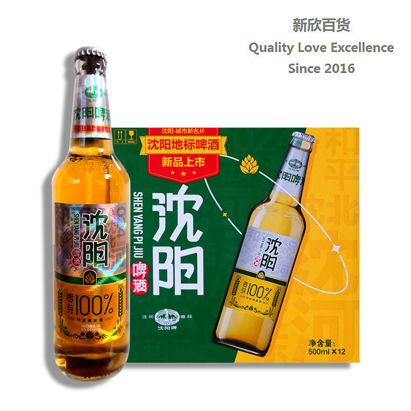 雪花啤酒沈阳地标啤酒500ml*12瓶装城市新名片100%麦芽向经典致敬