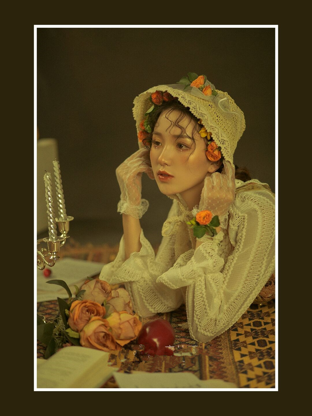 复古怀旧水墨碎花连衣裙写真个人艺术照服森系宫廷风影楼主题服装