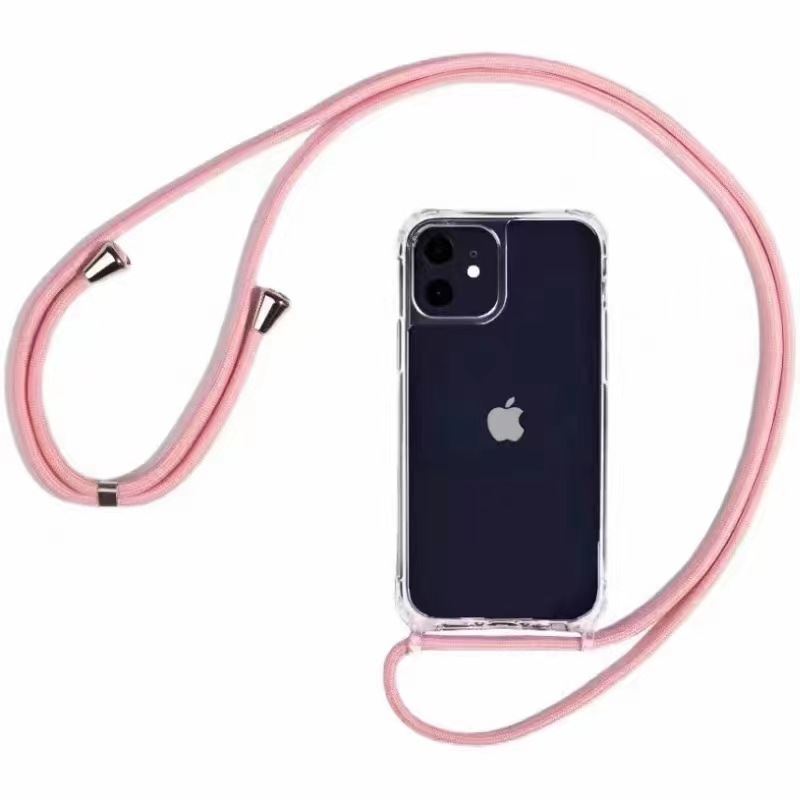 Applicable to Apple 14plus Transparent iPhone Phone Case Drop-Resistant Transparent Acrylic Integrated Lanyard Phone Case