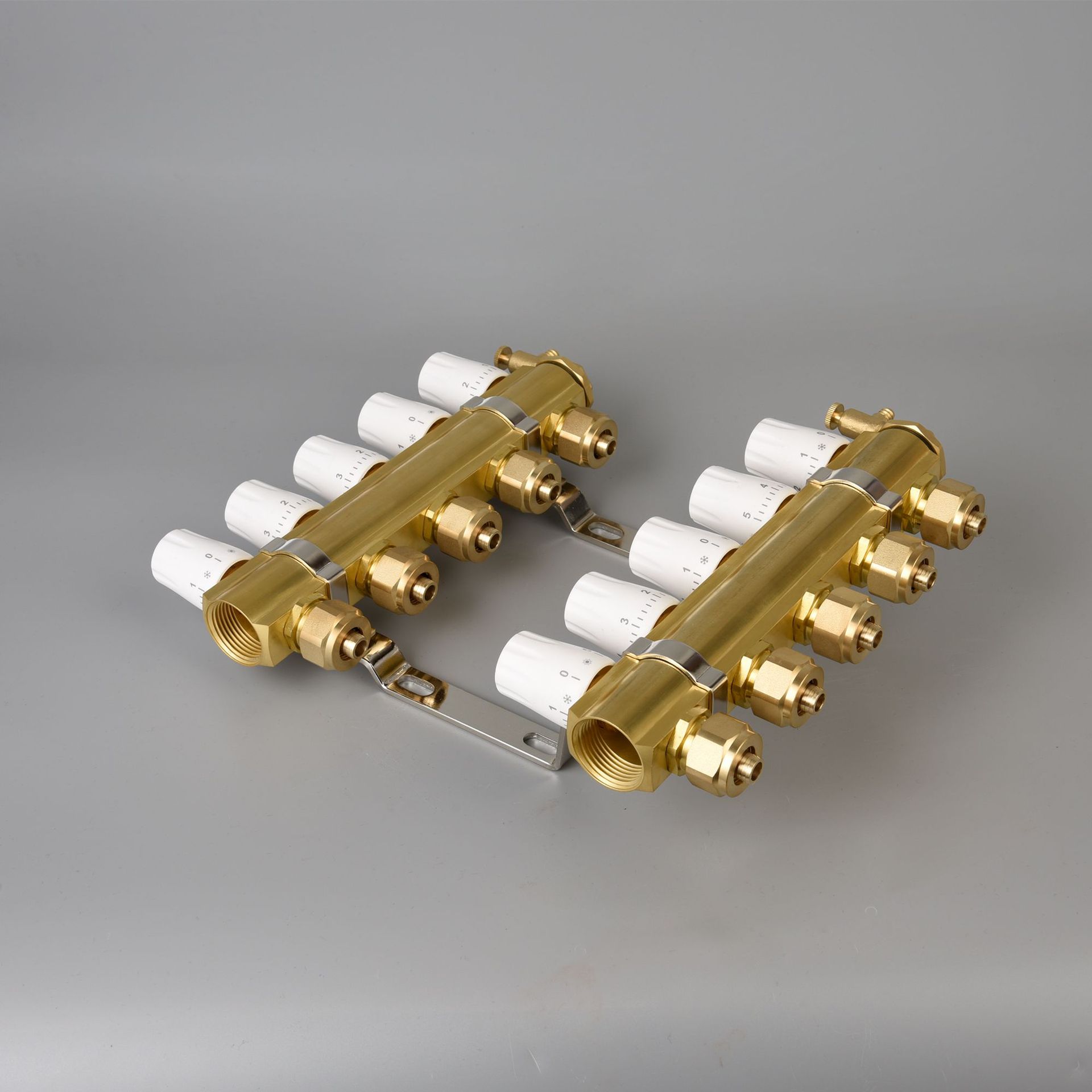 分水器地暖全铜分水器集分水器智能手动一体型材分水器排气套装