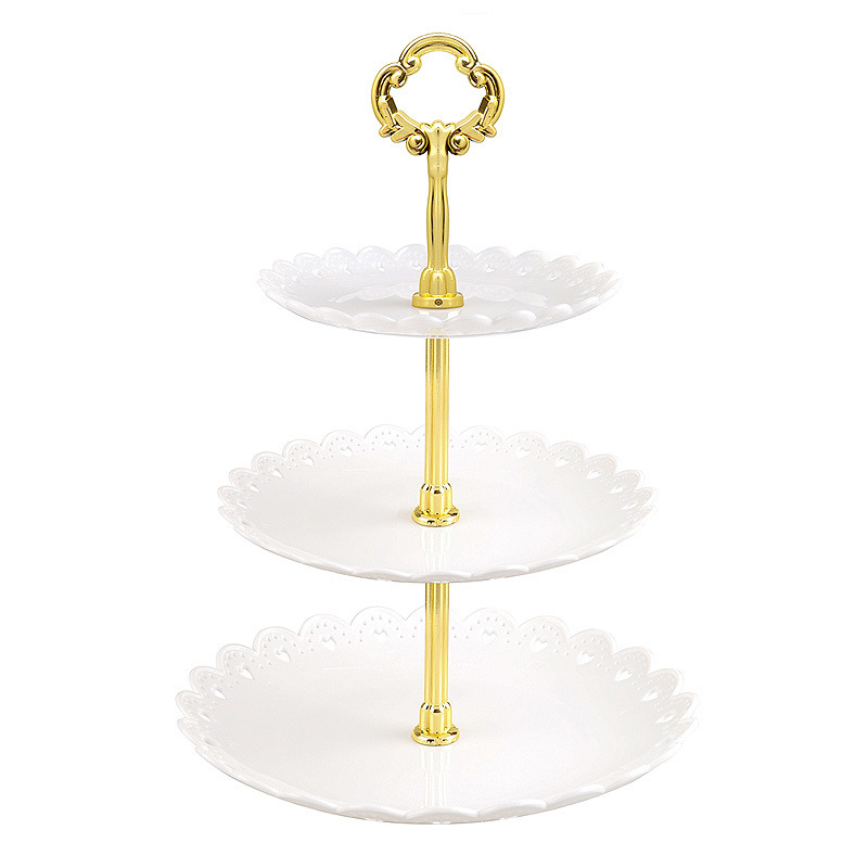 European Dessert PCs Fruit Plate Three-Layer Cake Stand