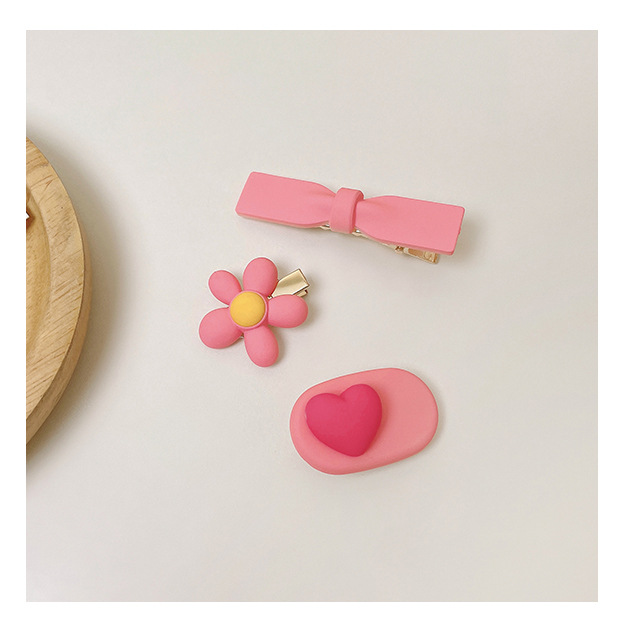 粉色系发夹甜美百搭爱心发卡子头饰刘海侧边夹可爱少女蝴蝶结夹子