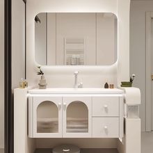 实木烤漆智能浴室柜陶瓷洗手盆柜组合卫生间洗漱台一体现代简约
