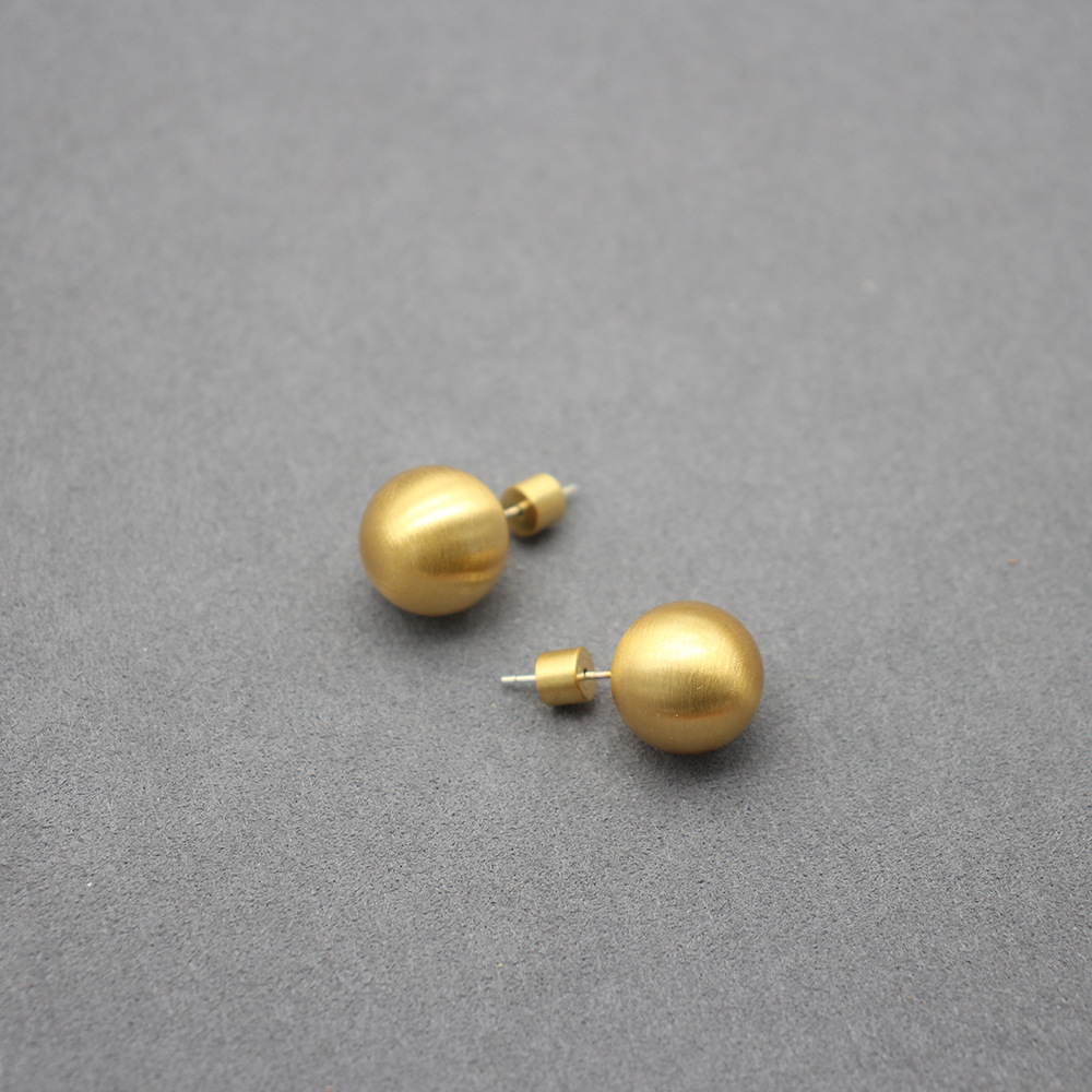 杨采钰同款拉丝银球金球耳环意大利拉丝圆球耳环简约时尚耳钉