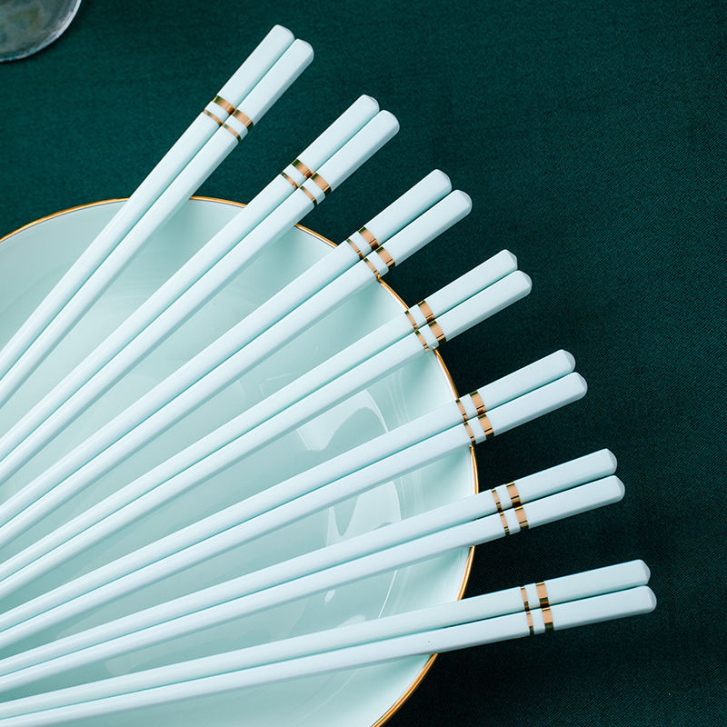 筷子防滑陶瓷合金家用筷子套装新款描金高颜值餐具好物