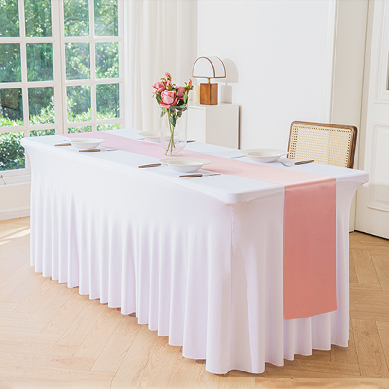 Exclusive for Cross-Border Elastic Table Cover Wedding Banquet 6ft Sundress Rectangular Skirt Hotel Party Factory Outlet