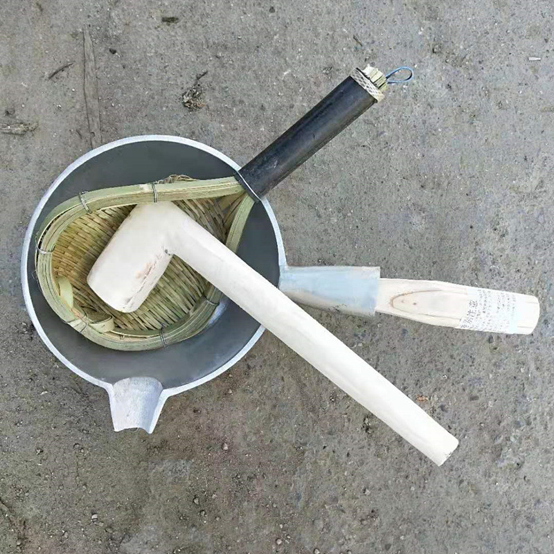 广西桂林特产恭城油茶锅圆底生铁锅打油茶锤隔把烹饪工具套装包邮