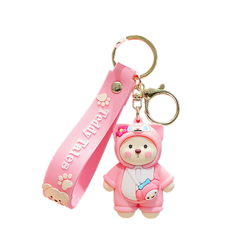 Cartoon Exquisite Cross-Dressing Teddy Bear Ornaments Small Commodity Doll Keychain Internet Celebrity Doll Cartoon Keychain Pendant