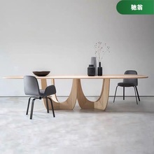 AL北欧实木办公桌简约现代会议桌洽谈桌长桌工作台创意个性原木餐