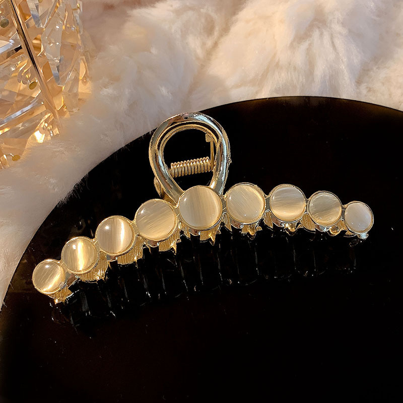 High-Grade Large Metal Shark Clip Back Head Updo Pearl Barrettes Korean Alloy Grip Fairy Hair Accessory