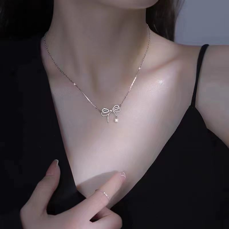 White Copper Fan Qi Butterfly Dream Necklace Three Seconds Heartbeat Same Style Full Series Flexible Bow Clavicle Chain Fashion Wholesale