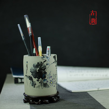 粗陶土笔筒创意教师节文化节日礼品文具办公用品文房桌摆件