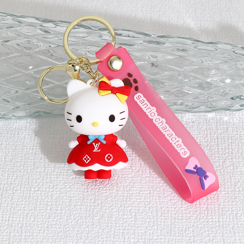 New Long Dress Hello Kitty Silicone Doll Keychain Pendant Couple Bags Car Hellokitty Pendant Gift