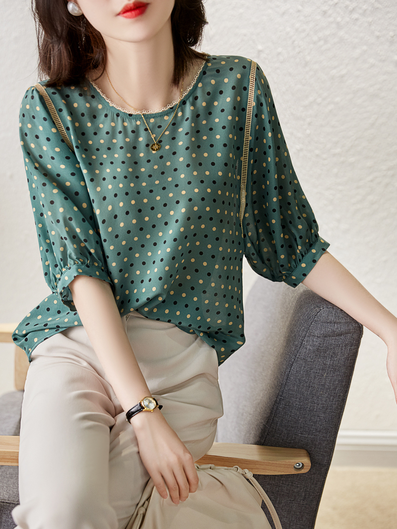 重磅真丝短袖上衣女