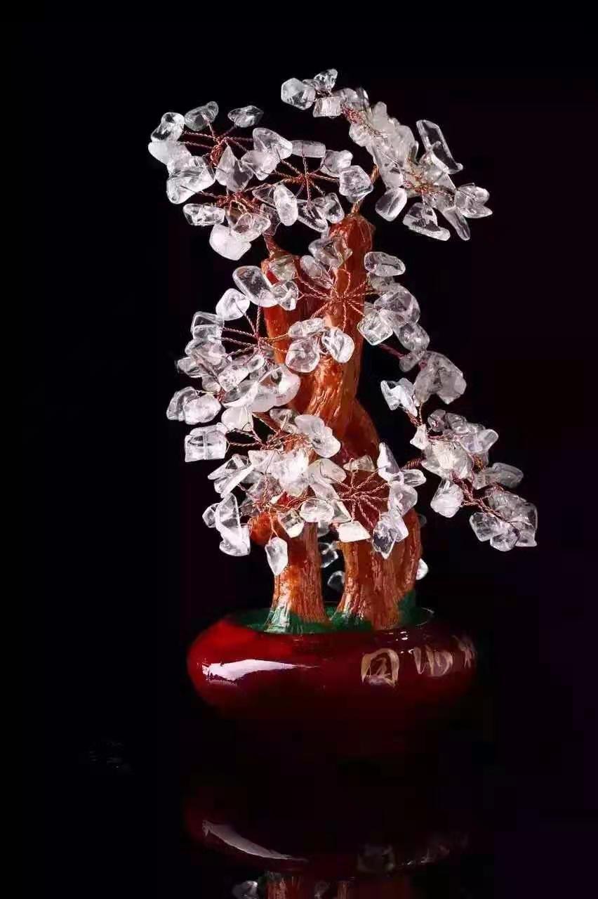 开光水晶树 天然粉水晶招财树 风水树 同心树 转运树 爱情情侣树